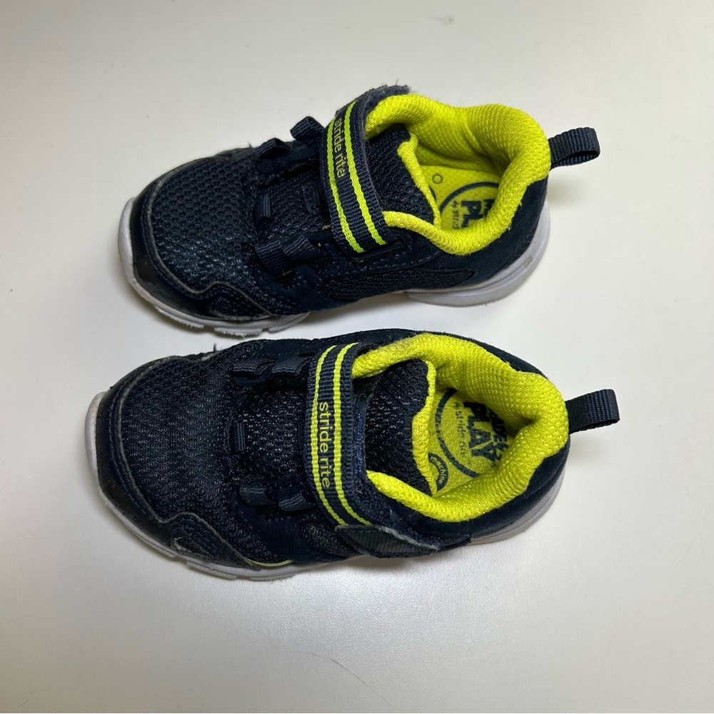Stride Rite M2P Taylor Boy's 5.5 W Sneakers Washable Adjustable Dark Navy Yellow - Picture 15 of 15